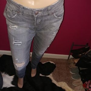 Silver Jeans Co | Boyfriend Gray Distressed Ripped Jeans W28